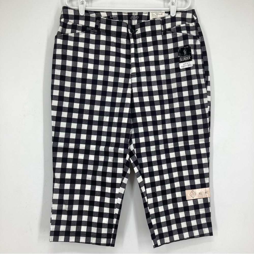 St John’s Bay Women’s Built-in Slimming Panel Capri Pants Stretch High Rise 11in